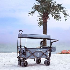 Carrello Pieghevole Grigio con Tettuccio Rimovibile, Freno per Ogni Terreno, Maniglie Regolabili e Borsa Termica - Ideale per il Campeggio - Product Image 2