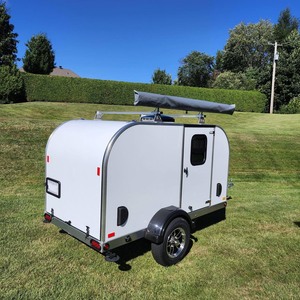 Remolque de Viaje Tipo Lágrima, RV Portátil para Acampar con Cama Grande, Red de Almacenamiento Interior y Portaequipajes de Techo - Product Image 2