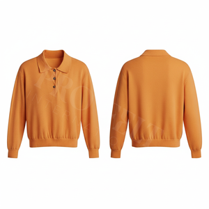 Camiseta Polo de Diseño Sólido en Color Liso, con Logotipo Personalizado, Informal, de Algodón, Manga Larga, Elegante, con Botones, a la Moda - Product Image 4