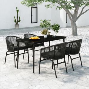 Set da pranzo Patio 5 pezzi nero per uso giardino - Product Image 1