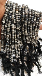 Perles en pierre d'opale grise naturelle semi-précieuse en gros, perles rondes de 8 mm, brins de pierres précieuses unies de 8 pouces de long - Product Image 3