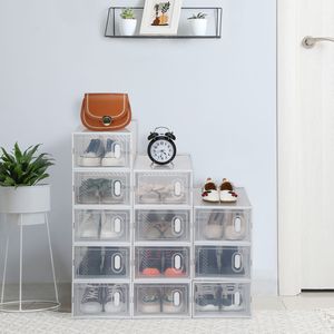 Scarpiera impilabile in plastica bianca per sneaker - Confezione da 12 organizer grandi per scarpe - Product Image 1