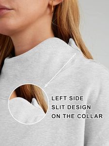 Women's Oversized Crew Neck Sweatshirt Solid Color <b>Drop</b> Shoulder Knitted Cotton Autumn Winter Wear Breathable Eco-Friendly - Product Image 6