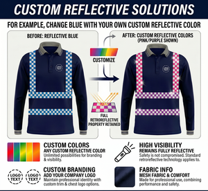 Camiseta Polo de Alta Visibilidad Reflectante e Impermeable con Patrón de Tartán Sillitoe, Manga Larga, Ropa de Trabajo de Seguridad - Product Image 3