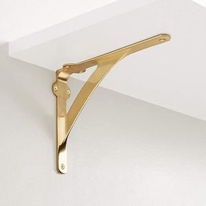 Support mural triangulaire décoratif moderne en laiton pour étagère flottante design, idéal pour la décoration intérieure de maisons et d'hôtels - Product Image 5