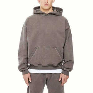 Survêtement streetwear pour homme 100% coton délavé à l'acide, col à capuche, motif uni, avec logo personnalisé, nouvelle collection hiver - Product Image 6