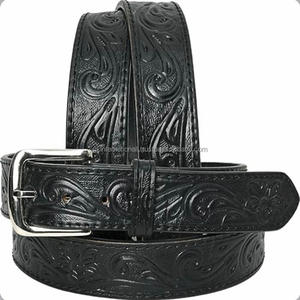 Classic Floral Tooled Argentinian Cowhide Leather Genuine <b>Western</b> <b>Belt</b> Tooling <b>Belt</b> for Cowboy Casual Wear and Gifting - Product Image 1