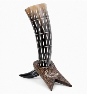 Handcrafted Natural Buffalo Horn Drinking Cup Viking Ale Mead <b>Beer</b> Horn Mug with Wooden Display Stand Medieval Gift - Product Image 2