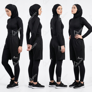 Shorts de sport 2-en-1 taille haute pour femmes musulmanes modestes, légers, séchage rapide, respirants, anti-transpiration, UPF50, coupe régulière - Product Image 6