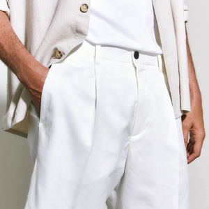Shorts de basketball en toile pour homme, coupe classique, avec deux poches latérales profondes, style hip-hop, anti-plis, vintage, en coton uni, mi-longueur, pour l'été - Product Image 6