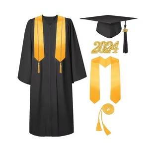 Ensemble de toge de remise de diplôme mat unisexe pour adultes 2025, avec toque, pompon, étole et cordon d'honneur - Articles d'uniforme scolaire en gros - Product Image 2