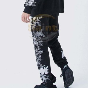 Ensemble sweat-shirt et pantalon de survêtement noir à capuche pour homme, imprimé crâne, streetwear, tenue deux pièces - Product Image 5