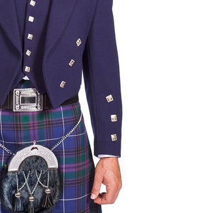 Chaqueta de Tweed con Diseño Argyle, Estilo Formal de Chaqueta Argyll para Kilt, Todas las Tallas, Chaqueta de Lana Negra Prince Charlie con Chaleco - Product Image 5
