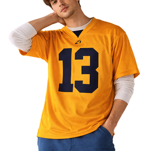 Camiseta de Fútbol Americano Estilo Y2K, Malla Amarilla con Números Impresos, Uniforme de Equipo, Corte Holgado para Hombre, Personalizable con Nombre y Número, Pedido al por Mayor - Product Image 2