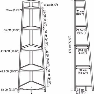 WTZ 70-Inch Tall <b>Rustic</b> Bamboo Bookcase 5-Tier Industrial Corner Ladder <b>Shelf</b> Small Bookshelf with Corner <b>Shelf</b> - Product Image 6