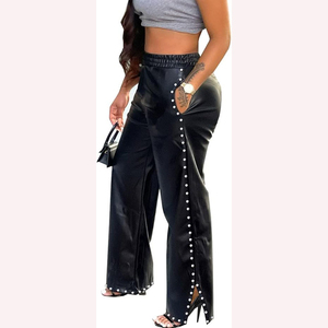 Trendy Leather Women <b>Pant</b> High Waist Soft Stretch Slim Fit Comfortable Fashion Faux Leather Women <b>Pants</b> Autumn Style Custom Log - Product Image 2