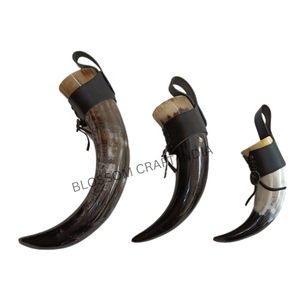 Top Selling Medieval Agate Drinking <b>Cup</b> Eco Friendly American Crafts Polished Carved Angel Natural Buffalo Horn Leather Holder - Product Image 1