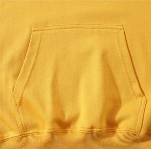 Sweat-shirt à capuche unisexe jaune, coupe ample, décontracté, en molleton tricoté, couleur unie, avec poches, pour l'hiver, polyester/coton - Product Image 3