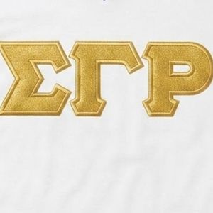 Camiseta Deportiva Azul de la Hermandad Sigma Gamma Rho para Mujer, con Apliques Bordados de Doble Costura, Letras Griegas, Personalizada - Product Image 6