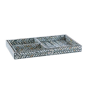 Ensemble de plateaux rectangulaires imbriqués en nacre, fabriqués à la main, pour la décoration de la maison de luxe et les cadeaux pour le Ramadan Eid Mubarak - Product Image 2