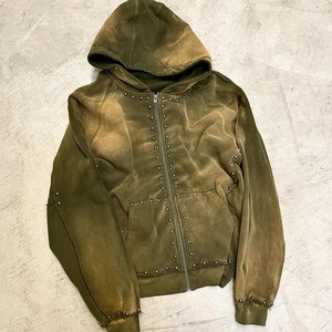 2026 Sweat à capuche pour homme personnalisé 100% Coton de qualité supérieure, brodé de strass, coupe ample, zippé, effet délavé soleil, grammage lourd, épaules tombantes - Product Image 3