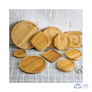[BEST SELLER] |   Sous-verre rond en bambou avec rebord surélevé pour table basse, protection pour tasses et verres, fabriqué au Vietnam - Product Image 1