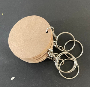 MDF Keychain Customized Logo Blank <b>Square</b> And Round MDF Blank Tags With Metal Rings For DIY Crafting Projects - Product Image 6