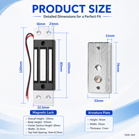 12v Dc intégré petite serrure électromagnétique électrique Mini 60Kg petites serrures magnétiques pour porte en bois en verre