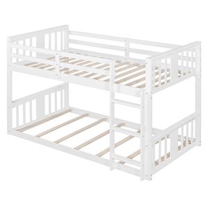 White Twin Over Twin <b>Bunk</b> <b>Bed</b> with <b>Ladder</b> for Kids Model LT000107AAK - Product Image 6