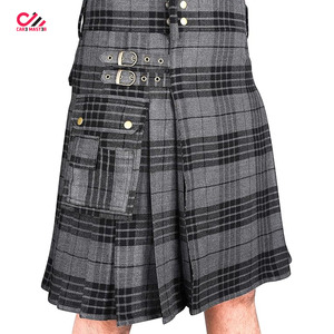 Jupe trapèze en laine à carreaux pour femme, fabriquée au Pakistan, longueur genou, avec poches, taille ajustable, style automne - Product Image 4