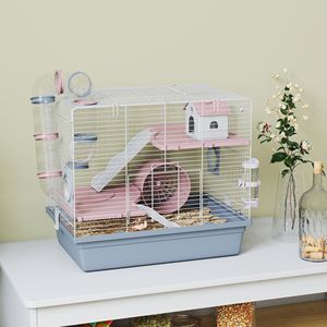 Gabbia per Criceti a 3 Livelli con Ruota per Esercizio, Ciotola per Cibo, Bottiglia d'Acqua, Tunnel, Rampe - Per Razze Medie e Grandi - Design Moderno - Per Animali Domestici - Product Image 2