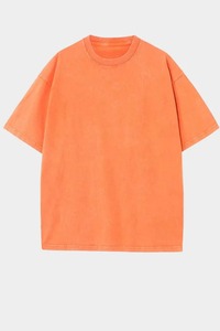 T-shirt en coton vert surdimensionné personnalisé pour hommes et femmes, col rond, lourd, uni, streetwear, décontracté, unisexe - Product Image 3