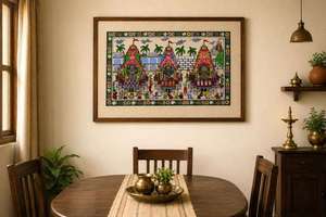 Obra de arte hecha a mano, pintura tradicional Pattachitra que representa la Jagannath Rath Yatra, para colgar en la sala de estar. - Product Image 4