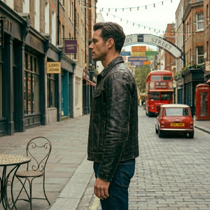Veste en cuir PU pour homme, col rabattu, fermeture éclair, coupe ajustée, style décontracté, style automne - Product Image 4