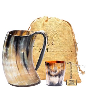 Traditional Viking Horn <b>Mug</b> Double Wall Eco-Friendly Handcrafted Tankard Drinkware <b>Mug</b> from Indian Supplier - Product Image 1