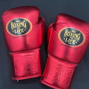 No Boxing No Life Gants de boxe professionnels en cuir de vachette à lacets, rembourrage épais à 4 couches, doigts entièrement protégés, évacuation de l'humidité - Product Image 3