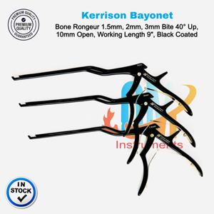 Juego de 3 piezas de rongeurs manuales para columna vertebral, de acero inoxidable alemán, con revestimiento negro, tipo bayoneta Kerrison, instrumentos ortopédicos para columna vertebral - Product Image 3