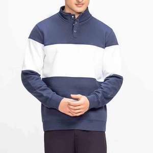 2026 Custom Design Color Blocked Drop Shoulder Sweatshirts 100% Cotton Oversized Pullover Basics 1/4 Quarter <b>Jumper</b> Sweatshirt - Product Image 2