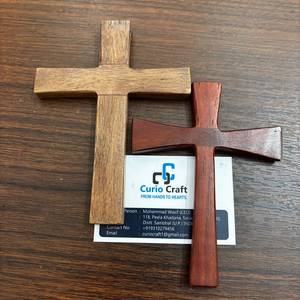 Premium Wooden Holey Cross Religious <b>Ornament</b> Red Wood Handcraft Christian Holey Cross by Curio Craft - Product Image 5