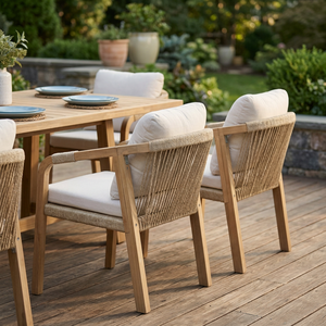 Conjunto de Comedor para Exteriores Resistente a la Intemperie, Muebles de Jardín y Patio con Estructura de Aluminio y Madera Sólida, 4/6/8 Plazas, OEM, ODM, Personalizado - Product Image 1