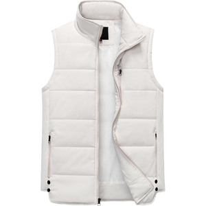 <b>Men</b> Winter Puffer <b>Vest</b> Sleeveless Quilted Windproof Zip Up Warm Casual Outerwear <b>White</b> Stand Collar - Product Image 1