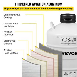 Aluminum Alloy 20L <b>Liquid</b> Nitrogen Dewar Tank Static <b>Cryogenic</b> <b>Container</b> 6 Canisters Carry Laboratory Refrigeration Equipment - Product Image 3