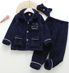 Ensemble de pyjamas en polaire pour enfants, manches longues, imprimé chat de dessin animé, vêtements de nuit d'hiver pour filles et garçons, vêtements thermiques confortables pour la maison - Product Image 5