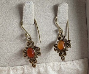 Natural Red Carnelian <b>Gold</b> Plated <b>Dangle</b> <b>Earrings</b> Handmade Floral Gemstone Drop <b>Earrings</b> for Women Wholesale Jewelry - Product Image 6
