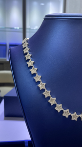 Collar Iced Out Star Link con acabado plateado, con diamantes de moissanita, collar de lujo para fiestas y bodas - Product Image 4