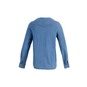 Camisa Casual de Mezclilla para Mujer, de Algodón, con Botones y Solapa, Manga Larga, Ajuste Holgado, Estilo Western Azul, Top Cómodo - Product Image 5