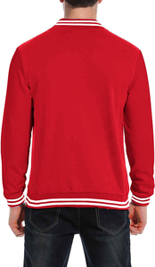 <b>Men's</b> Red Varsity <b>Jacket</b> Solid Color Button Closure Casual Style Turn-down Collar Regular Fit Polyester Material Autumn Wear - Product Image 5