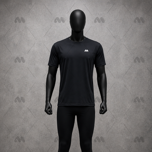 T-shirt de sport pour homme en polyester 100% à séchage rapide, imprimé noir, col rond, vêtements d'entraînement, vêtements d'équipe, 120g M.H. INTERNATIONAL - Product Image 1