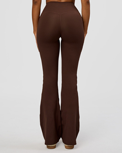 Pantalones de yoga acampanados transpirables para mujer con logo personalizado, cintura alta, control de abdomen, pantalón deportivo elástico sin costuras, leggings acampanados - Product Image 2