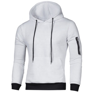 Sweat-shirt à capuche zippé texturé noir pour homme, manches longues, décontracté - Product Image 3